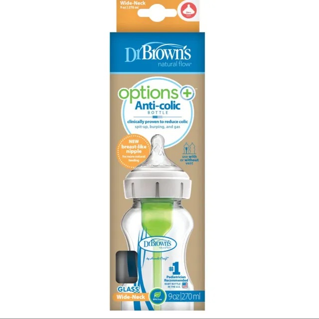 Dr Brown's Options+ Anti-Colic 270ml Single Glass Baby Bottle, image 2