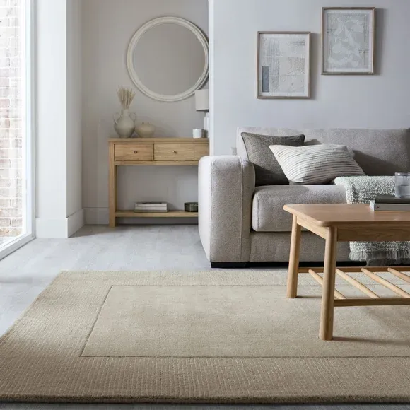 Dunelm Boston Wool Border Rug, Natural, 140x200 cm, image 1